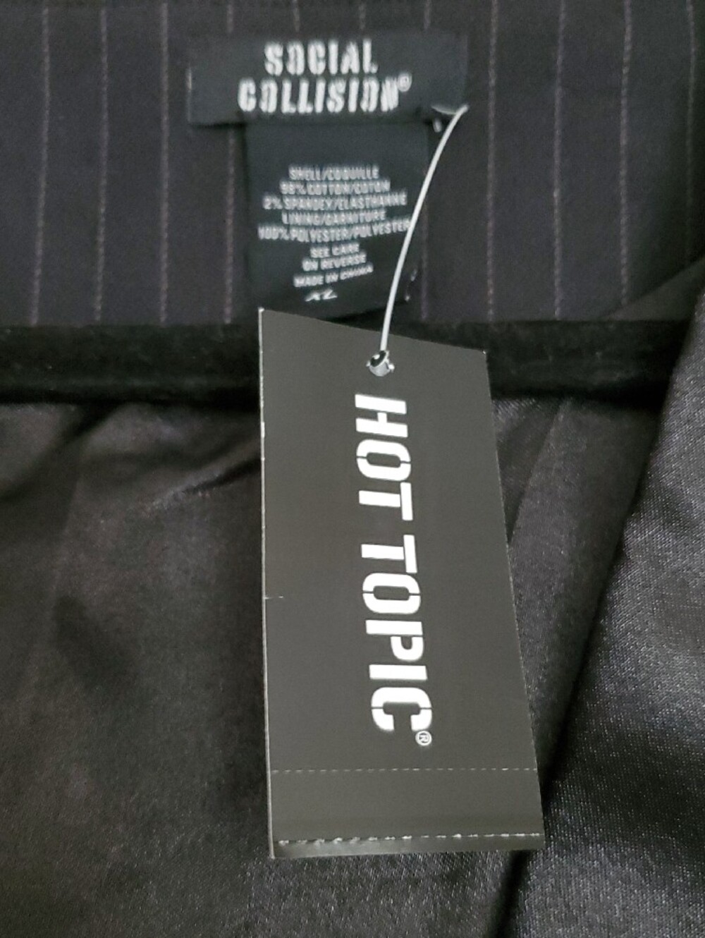 Social Collision Black Pinstripe Double-Breasted Girls Satin-Lapel Vest - Picture 2 of 14